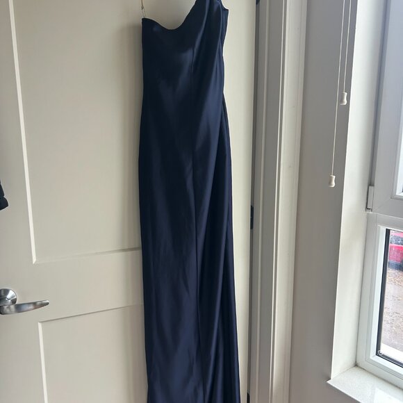 Revelry Jade Satin Navy Blue Bridesmaid Dress - Size 4 - Picture 2 of 8